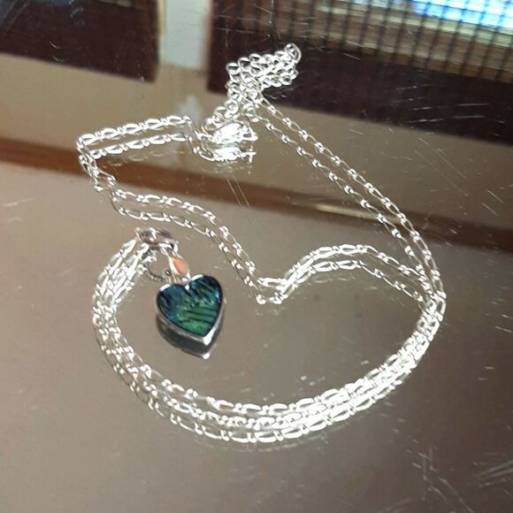 Blue silver Plated Chain   Heart   Necklace 24‎ L - Picture 1 of 9